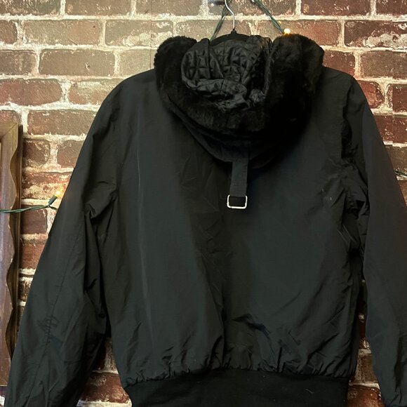 Polo Ralph Lauren Bomber Jacket - Faux Fur Hood & Utility Pocket - Black - Picture 3 of 16